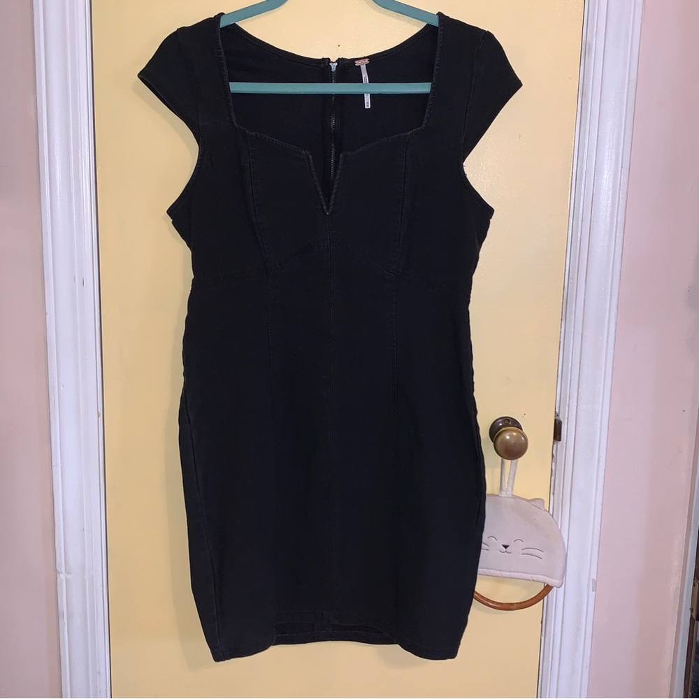 free people black denim dress - Picture 1 of 8